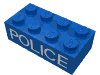 Набор LEGO Brick 2 x 4 with White 'POLICE' Thin Print, Голубой