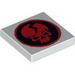 Tile 2 x 2 with Red Skull in Black Circle Print