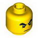 Набор LEGO Minifig Head Male - Raised Bushy Eyebrows, White Pupils and Chin Dimple Print [Hollow Stud], Желтый