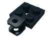 Деталь LEGO Plate Special 2 x 2 with Towball Socket, Short, Flattened with Holes and Axle Hole in Center, Черный