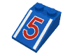 Набор LEGO Slope Brick 33  3 x  2 with Red "5" and White Stripes Print, Голубой