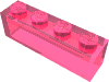 Деталь LEGO Кирпичик 1 x 4, без нижних трубок, Прозрачный темно-розовый с блестками