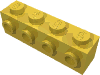 Деталь LEGO Кирпичик специальный 1 x 4, с 4 штырьками на одной стороне, Желтый