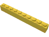Деталь LEGO Кирпичик 1 x 10, Желтый