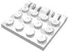 Деталь LEGO Пластина шарнирная фиксирующая двойная 3 x 4, с 2 пальцем, Белый