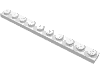 Деталь LEGO Пластина 1 x 10, Белый