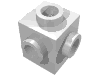 Деталь LEGO Кирпичик специальный 1 x 1, со штырьками на 4 сторонах, Белый