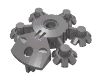 Деталь LEGO Bionicle Weapon 5 x 5 Shield with Gear Tips, Матовый серебристый