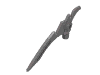 Деталь LEGO Minifig Crescent Blade - Serrated with Bar, Матовый серебристый