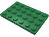 Деталь LEGO Пластина 4 x 6, Зеленый