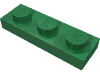 Деталь LEGO Пластина 1 x 3, Зеленый