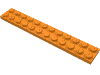 Деталь LEGO Пластина 2 x 12, Оранжевый