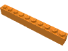 Деталь LEGO Кирпичик 1 x 10, Оранжевый