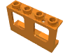 Деталь LEGO Window 1 x 4 x 2 Plane, Single Hole Top and Bottom for Glass, Оранжевый