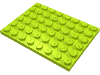 Деталь LEGO Пластина 6 x 8, Лайм
