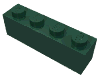 Деталь LEGO Кирпичик 1 x 4, Темно-зеленый