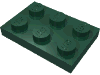 Деталь LEGO Пластина 2 x 3, Темно-зеленый