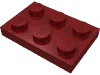 Деталь LEGO Пластина 2 x 3, Темно-красный