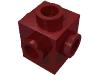 Деталь LEGO Кирпичик специальный 1 x 1, со штырьками на 4 сторонах, Темно-красный