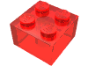 Деталь LEGO Кирпичик 2 x 2, Прозрачный красный