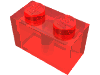 Набор LEGO Brick 1 x 2, Прозрачный красный