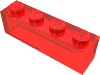 Деталь LEGO Кирпичик 1 x 4, без нижних трубок, Прозрачный красный