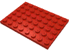 Деталь LEGO Пластина 6 x 8, Красный