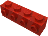 Деталь LEGO Кирпичик специальный 1 x 4, с 4 штырьками на одной стороне, Красный