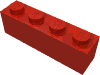 Набор LEGO Brick 1 x 4 without Bottom Tubes, Красный