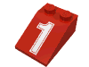 Набор LEGO Slope Brick 33  3 x  2 with White "1" Outlined Print, Красный