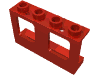 Деталь LEGO Window 1 x 4 x 2 Plane, Single Hole Top and Bottom for Glass, Красный