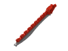 Деталь LEGO Technic Sword 11.5L with Sawtooth Back with Flat Silver Blade, Красный
