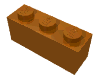 Деталь LEGO Кирпичик 1 x 3, Темно-оранжевый