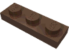 Деталь LEGO Пластина 1 x 3, Коричневый