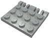 Деталь LEGO Пластина шарнирная фиксирующая двойная 3 x 4, с 2 пальцем, Светло-серый