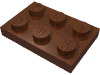 Деталь LEGO Пластина 2 x 3, Красно-коричневый