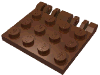 Деталь LEGO Пластина шарнирная фиксирующая двойная 3 x 4, с 2 пальцем, Красно-коричневый