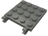Деталь LEGO Plate Special 4 x 4 with Clips Horizontal (thick open O clips), Темный сине-серый