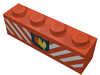Набор LEGO Brick 1 x 4 with Fire Logo Badge and White Diagonal Stripes Print, Красный