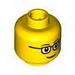 Minifig Head Glasses with Brown Thin Eyebrows, Smile Print [Blocked Open Stud]