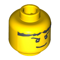 Minifig Head Male Pupils, Black Hair, Eyebrows and Wide Smile Print (Jayko)