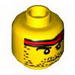Minifig Head Male Headband Red and Stubble Beard Print [Blocked Open Stud]