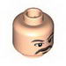 Minifig Head Male Gray Moustache, Goatee, and Eyebrows Print [Blocked Open Stud]