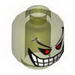 Minifig Head with Red Eyes, Eyebrows, White Teeth and Grin Print [Joker's Bomb] [Hollow Stud]