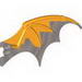 Деталь LEGO Dragon Wing 19 x 11, Yellow Trailing Edge, Metallic Silver Leading Edge, Серебристый металлик