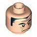 Minifig Head - Black Eyebrows and Hair, Forehead Lines, Frown Print [Blocked Open Stud]