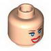 Minifig Head Dual Sided Female with Blue Eyes Scared / Smiling with Teeth Print [Blocked Open Stud]
