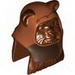 Minifig Head Modified Ewok with Dark Orange Hood with Reddish Brown Stitching Print