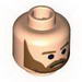 Minifig Head Beard Brown Bushy with Black Pupils and Frown Print [Blocked Open Stud]