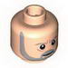 Minifig Head with Gray Beard and Eyebrows, Lines under Eyes, Furrowed Brow, White Pupils Print [Blocked Open Stud]
